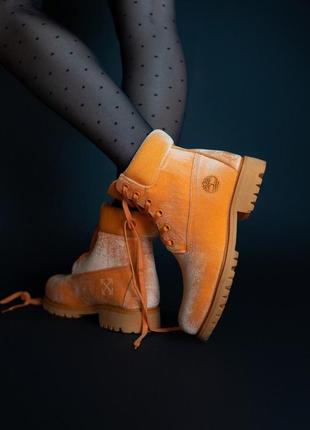 🌹осенние timberland off-white orange🌹женские демисезонные ботинки тимберленд7 фото