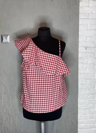 Асимметричная блузка блуза на одно плечо в клетку большого размера new look, xxl 52-54р