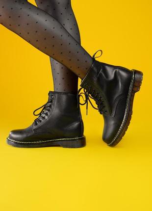 😍осінні жіночі черевики😍dr. martens 1460 black,демісезонні чорні шкіряні мартинсы