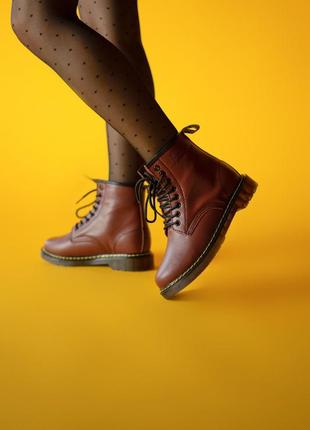 Черевики жіночі доктор мартінс червоні dr martens 1460 cherry, ботинки женские доктор мартинс демисезонные