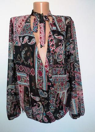 Оригинальная шифоновая блуза,на запах свободного покроя atmosphere 12(40)