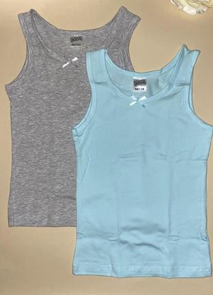 Комплект маек для девочки: серого и бирюзового цвета. 1/ размер: 📌 98/104 📌 110/116 📌 122/1283 фото