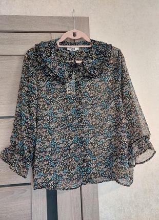 Трендовая блузка в цветочный мелкий принт, отложной воротник🔹рукава 3/4 jdy( размер 40-42)2 фото