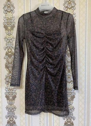 Міні сукня в сіточку в квіти