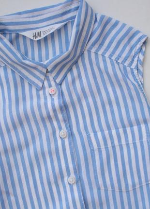 Стильная полосатая летняя рубашка из вискозы h&amp;m 10-11 лет2 фото