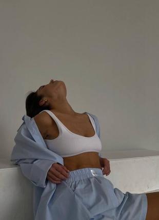Костюм жіночий котоновий у смужку сорочка та шорти розм.42-484 фото