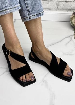 Чорні класичні асиметричні сандалі art натуральна шкіра замш 36-41