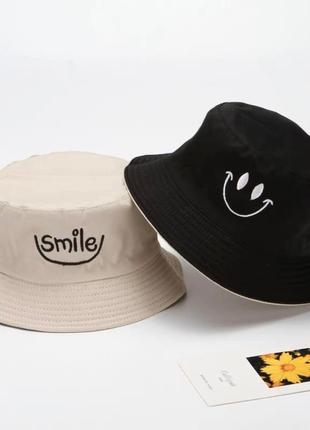 Детские двусторонние панамки smile.