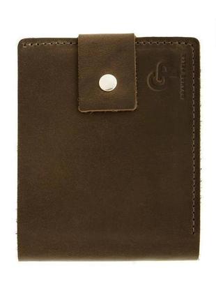 Портмоне на кнопці grande pelle шкіра crazy horse шоколад та чорний