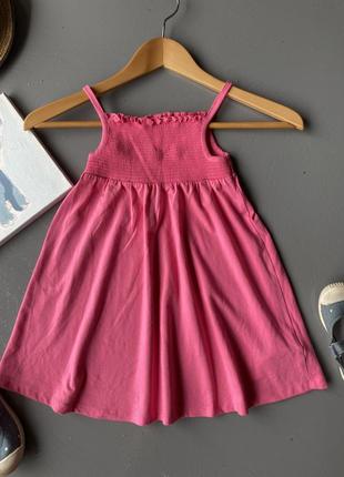 Розовое платье на девочку/сарафан на брителях/ летнее платье на девочку