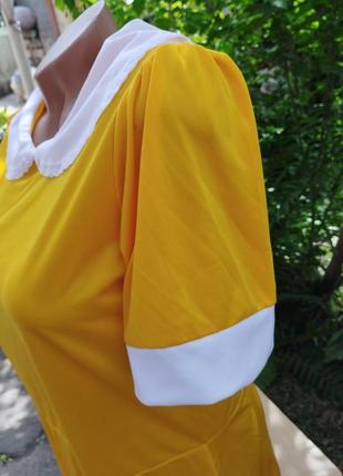 Карнавальное платье женское жёлтое платье с воротником3 фото