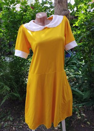 Карнавальное платье женское жёлтое платье с воротником1 фото