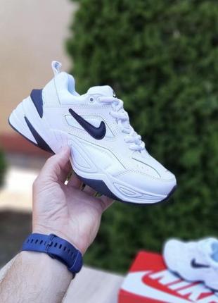 Модные кроссовки nike m2k tekno white black 👟стильные кожаные кроссовки найк монарх белые с чёрным6 фото