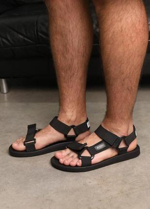 Стильні чоловічі сандалі чорні на двух липучках- чоловіче взуття на літо6 фото