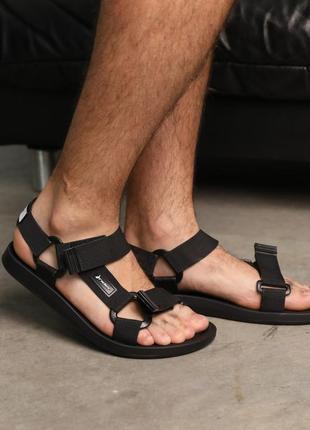 Стильні чоловічі сандалі чорні на двух липучках- чоловіче взуття на літо1 фото