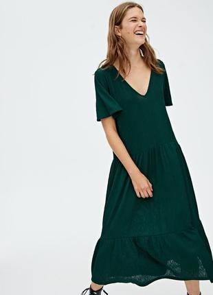 Ярусное платье миди от pull &amp; bear1 фото