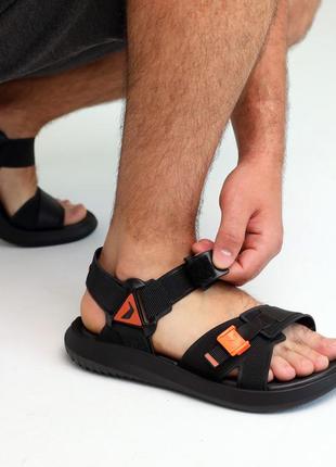 Стильні чоловічі сандалі чорні на двух липучках - чоловіче взуття на літо