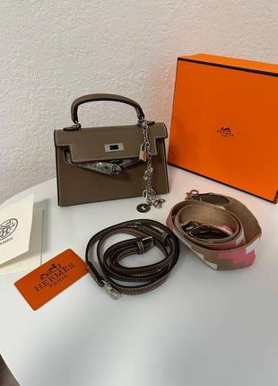 Сумка в стилі hermes kelly mini серебро