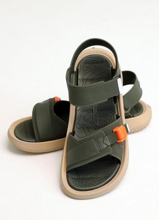 Стильные мужские сандалии хаки на двух липучках - мужская обувь на лето10 фото