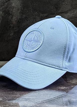 Голубая кепка stone island с вышитым логотипом блакитна кепка stone island з вишитим лого