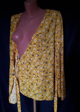 Однобортная блуза с запахом и цветочным принтом  peacocks( размер 20-22)4 фото