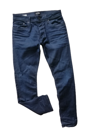 Брендові чоловічі джинси слім вощені jack&jones 31/32 в новому стані