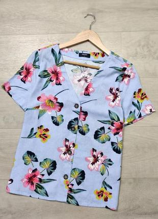 Льняная блуза в цветы