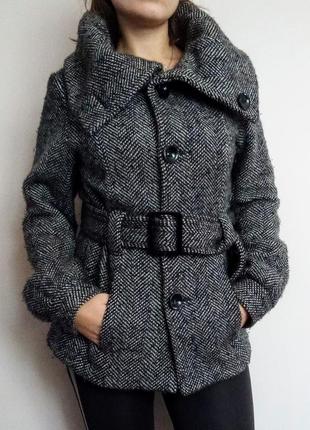 Пальто h&m/ півпальта сіре (ялинка) з поясом