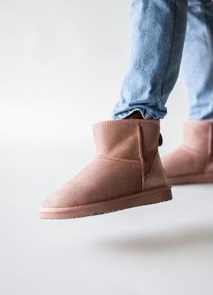 💎женские угги💎ugg mini classic mini dusk, кожаные зимние уги, сапоги зима.7 фото