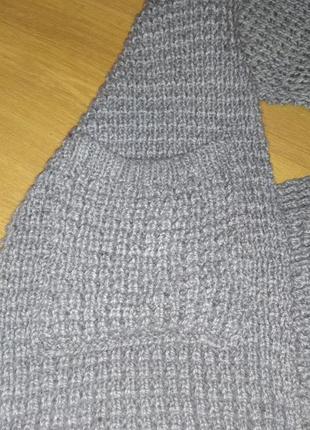 Пончо вязаный (шарф с капюшоном и карманами)5 фото