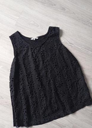 Ажурная майка топ черный