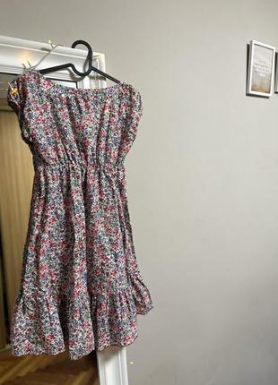 Цветочное хлопковое платье мини / платье легкое3 фото