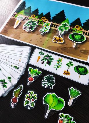 Посади овощи по образцу, изучаем овощи, развевающаяся игра на липучках3 фото
