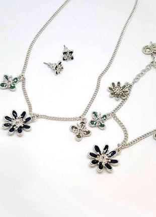 Набір: кольє, сережки і браслет з квітами pilgrim данія1 фото