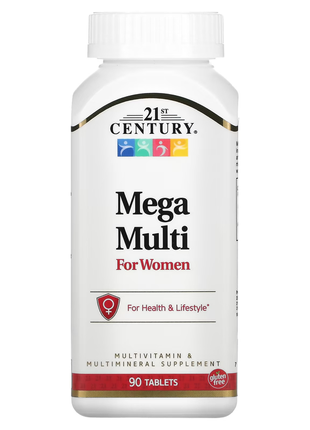 21st century, mega multi, мультивитамины и мультимикроэлементы для женщин, 90 таблеток