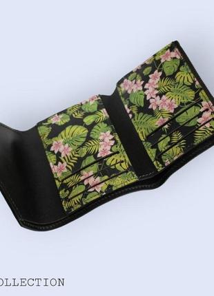 Женский кожаный кошелек "tropicale" тропический принт3 фото