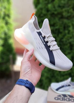 Чоловічі кросівки adidas zx boost світло сірі з помаранчевим / smb7 фото