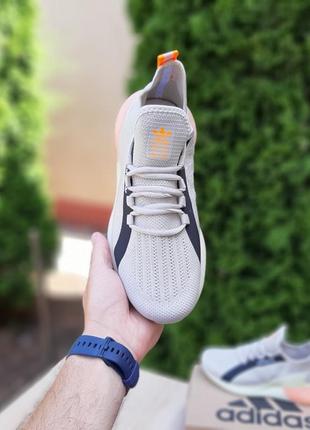 Чоловічі кросівки adidas zx boost світло сірі з помаранчевим / smb8 фото