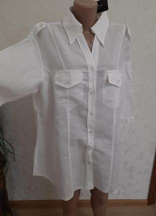 Стильная прямая удлиненная рубашка с льном joseph2 фото