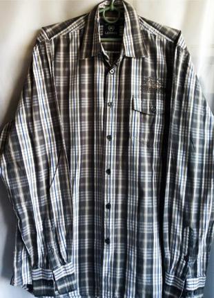 Рубашка мужская в клетку с длинным рукавом, тонкая, легкий, состав хлопка, б/у в очень хорошем состоянии1 фото