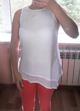 2 вещи по цене 1. белая маечка блуза топ с асимметричным низом и разрезами по бокам tara vao3 фото