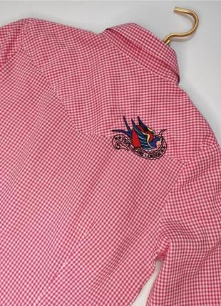 Рубашка в рожеву клітинку олд скул аплікація pepe jeans4 фото