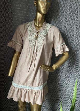 Стильна сукня рюші та мережевом в стилі dutti, zara, mango2 фото