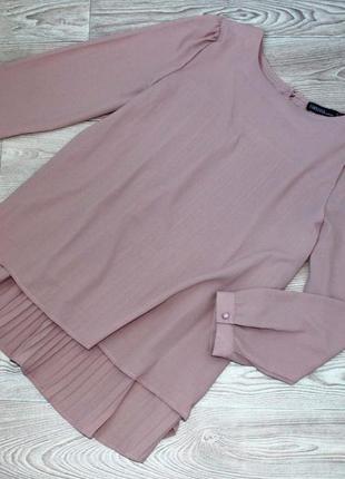 Блуза рубашка кавова текстурний шифон спинка плісе, 12/16/44 (2836