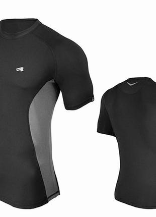Чоловіча спортивна футболка рашгард rough radical fury duo ss, чорна з сірими вставками m1 фото