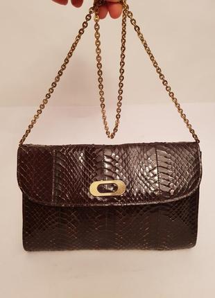 Натуральная кожа змеи! шикарная статусная сумка ручка цепочка