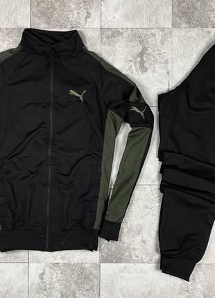 Лёгкий чёрный спортивный костюм puma с лампасами чорний чоловічий спортивний костюм пума