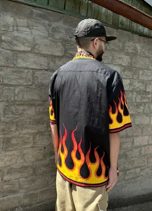 Винтажная гавайка y2k pete chenaski fire oversized graphics shirt2 фото