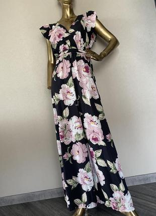 Красивое длинное платье макси в цветы и открытой спинкой от boohoo🔥🔥🔥2 фото
