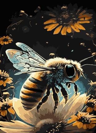 Картина за номерами strateg бджола серед квітів розміром 40х50 см (gs1003) melmil1 фото